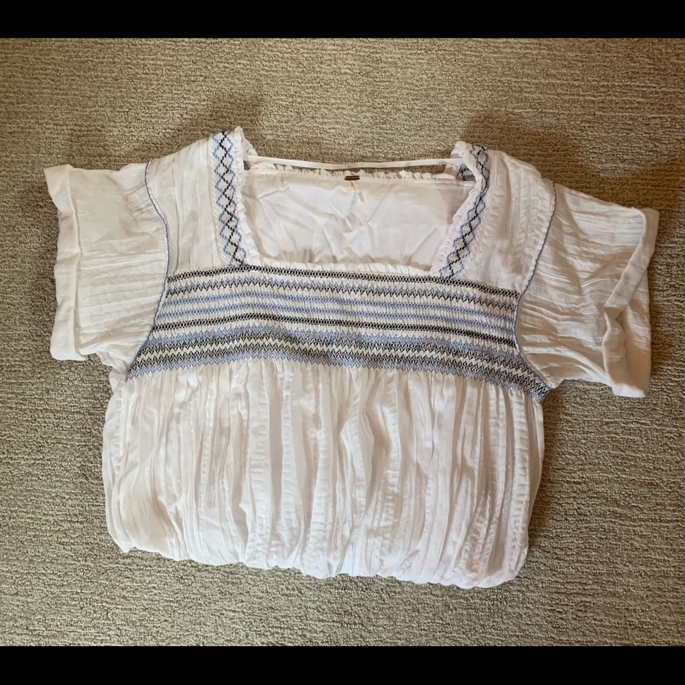 Free People Wandering Skies Smocked Blouse